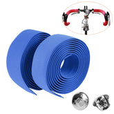 1 Pair Cycling Road Bike Sports Bicycle Cork Handlebar Tape Wrap + 2 Bar Plug, 2m Blue, 2m Red, 2m White, 2m Yellow, 2m Black, 2m Pink, 2m Green