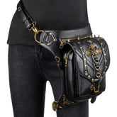 FHG131BK Skull Head Decoration Multi-function PU Leather One-shoulder Crossbody Bag Waist Bag for Ladies, 21 x 16cm