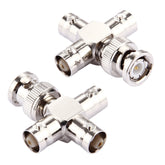 2 PCS 1 x BNC Male to 3 x BNC Female Connector, Cross Type, Cross Type