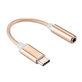 USB-C / Type-C Male to 3.5mm Female Weave Texture Audio Adapter, Length: about 10cm, Black, Gold, Rose Gold, Silver