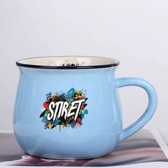 Alphabet Printed Ceramics Big Belly Mug Water Cup Print On Your Demand, Alphabet