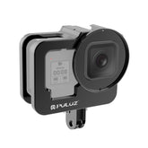 PULUZ for GoPro HERO13 Black /12 Black /11 Black /10 Black /9 Black Thicken Housing Shell CNC Aluminum Alloy Protective Cage with Insurance Frame & 52mm UV Lens, For GoPro HERO9 Black Thicken