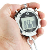 PS528 Metal Stopwatch Professional Chronograph Handheld Digital LCD Sports Counter Timer with Strap, PS528