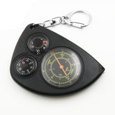 3-in-1 Portable Map Distance Measuring Measurer + Compass + Thermometer with Key Chain for Outdoor Camping Hiking, 3-in-1 (Black)