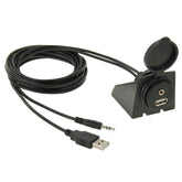 USB 2.0 & 3.5mm Male to Female Extension Cable with Car Flush Mount, Length: 2m, USB 2.0 & 3.5mm Male to Female