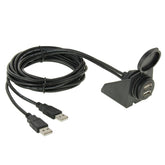 2 USB 2.0 Male to Female Extension Cable with Car Flush Mount, Length: 2m, 2 USB 2.0 Male to Female
