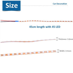 5 PCS Flow Style 45 LED 3528 SMD Waterproof Flexible Car Strip Light for Car Decoration, DC 12V, Length: 45cm, 45cm Dark Blue, 45cm Green, 45cm Ice Blue, 45cm Pink, 45cm Red, 45cm White, 45cm Yellow