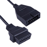 12 Pin to 16 Pin OBDII Diagnostic Cable for General Motors, Full Length: 19cm, For General Motors