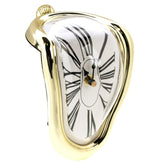 Roman Numeral Novelty Distorted Retro Timepiece Art Warp Chrome Melting Quartz Irregular Clock