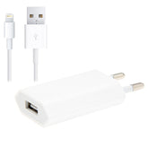 2 in 1 5V 1A EU Plug Travel Charger Adapter with 1m 8-pin Cable For iPhone
