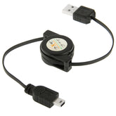 USB Retractable Data & Charger Cable for Motorola V3 / Mobile Phone / MP3 / MP4 / Digital Camera / GPS, Length: 10cm (Can be Extended to 80cm), Black, USB 2.0 to Mini 5 Pin, USB 1.1 to Mini 5 Pin