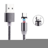 360 Degree Rotation 1m Weave Style Micro USB to USB 2.0 Strong Magnetic Charger Cable with LED Indicator