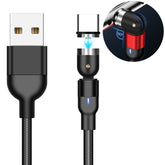 2m 2A Output USB to USB-C / Type-C Nylon Braided Rotate Magnetic Charging Cable, 2m Type-C