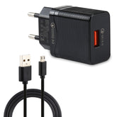 LZ-728 2 in 1 18W QC 3.0 USB Interface Travel Charger + USB to Micro USB Data Cable Set, EU Plug, Cable Length: 1m, with Micro USB Cable