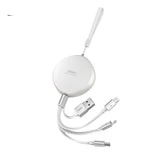 REMAX RC-185th 3 in 1 2.1A USB to 8 Pin + USB-C / Type-C + Micro USB Sury Series Telescopic Charging Data Cable