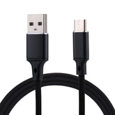 1m 2A Output USB to USB-C / Type-C Nylon Weave Style Data Sync Charging Cable, 2A Black