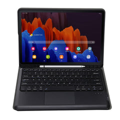 A970B-A Splittable Bluetooth Keyboard Leather Tablet Case for Samsung Galaxy Tab S7 FE T730 T736 & S7+ T970 T975, with Touchpad & Pen Slot & & Holder