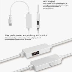 OTG-Y-03 USB 2.0 Male to Micro USB Male + USB Female OTG Charging Data Cable for Android Phones / Tablets with OTG Function, with Switch, Length: 1.1m, with Switch Length: 1.1m