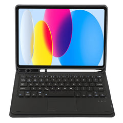 For iPad 11 2025 / 10th Gen 10.9 2022 A10B-A Lambskin Texture Bluetooth Touch Keyboard Leather Tablet Case with Pen Slot, A10B-A