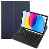 For iPad 11 2025 / 10th Gen 10.9 2022 A10B-A Lambskin Texture Bluetooth Touch Keyboard Leather Tablet Case with Pen Slot, A10B-A