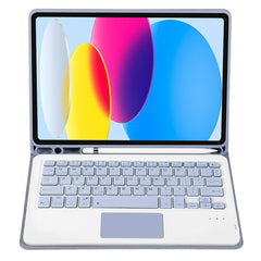 For iPad 11 2025 / 10th Gen 10.9 2022 A10B-A Lambskin Texture Bluetooth Touch Keyboard Leather Tablet Case with Pen Slot, A10B-A