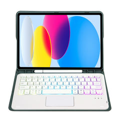 For iPad 11 2025 / 10th Gen 10.9 2022 A10B-AS Lambskin Texture Backlight Bluetooth Touch Keyboard Leather Tablet Case with Pen Slot, A10B-AS