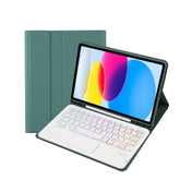For iPad 11 2025 / 10th Gen 10.9 2022 A10B-AS Lambskin Texture Backlight Bluetooth Touch Keyboard Leather Tablet Case with Pen Slot, A10B-AS