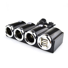Car Cigarette Lighter Socket Splitter Dual USB Port Car Charger 3-Way Adapter, 1503