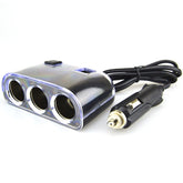 Car Cigarette Lighter Splitter Adapter 3 Socket Cigarette Lighter Splitter Dual USB Car Charger On/Off Switches 12V Car Splitter Adapter, 1505