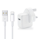 12W USB Charger + USB to 8 Pin Data Cable for iPad / iPhone / iPod Series, UK Plug