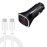 TE-P22 38W PD20W + QC3. 0 USB Car Charging + USB-C / Type-C to USB-C / Type-C Data Cable, Length: 1m, with Dual Type-C Cable