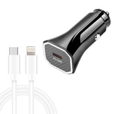 TE-P2 PD20W USB-C / Type-C Car Charger with Type-C to 8 Pin Data Cable, Type-C to 8 Pin Data Cable (Black), Type-C to 8 Pin Data Cable (White)