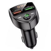 C8 Car U Disk Bluetooth Player Fm Transmitter QC3.0 Dual USB Ports Fast Charging, C8 QC3.0