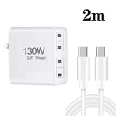 GaN 130W 4-Port USB-C PD65W / PD30W Multi Port Type-C Charger with 2m Type-C to Type-C Data Cable Set, US Plug, EU / US Plug, UK / US Plug, AU / US Plug, EU / UK / US Plug, EU / UK / AU / US Plug