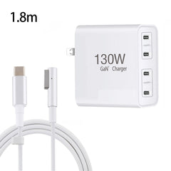 GaN 130W 4-Port USB-C PD65W / PD30W Multi Port Type-C Charger with 1.8m Type-C to MagSafe 1 / L Header Data Cable, US Plug, US / EU Plug, US / UK Plug, US / AU Plug, US / EU / UK Plug, US / EU / UK / AU Plug