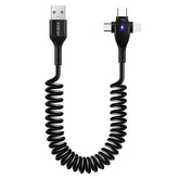 ENKAY Hat-Prince 3 in 1 6A USB to 8Pin+Type-C+Micro USB Supper Fast Charge Spring Cable, Length: 1.8m, 3 in 1