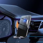 C9 Car Wireless Charger Phone Holder Infrared Auto-Clamping Metal Phone Mount Car Charger, C9 (Gray), C9 (Blue)