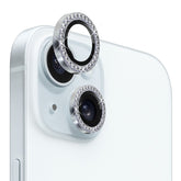 NORTHJO Camera Lens Protector Tempered Glass Metal Rhinestone Ring Film, For iPhone 15 / 15 Plus