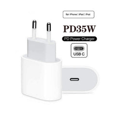 PD35W USB-C / Type-C Port Charger with 1m Type-C to Type-C Data Cable, EU Plug, EU Plug + Type-C Cable