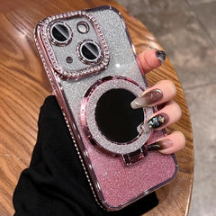 Rhinestone Mirror Glitter MagSafe TPU Phone Case, For iPhone 15, For iPhone 14 Plus