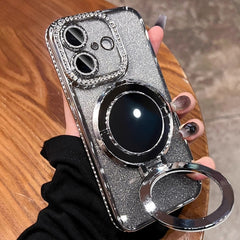 Rhinestone Mirror Glitter MagSafe TPU Phone Case, For iPhone 16, For iPhone 15 Pro Max