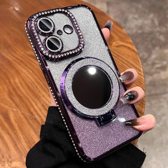 Rhinestone Mirror Glitter MagSafe TPU Phone Case, For iPhone 16, For iPhone 15 Pro Max
