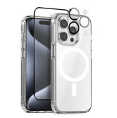 NORTHJO 3 in 1 Magsafe Clear Phone Case with Screen Film + Rear Lens Film, For iPhone 15 Pro Max, For iPhone 15 Pro, For iPhone 15 Plus, For iPhone 15, For iPhone 14 Plus, For iPhone 14, For iPhone 14 Pro, For iPhone 14 Pro Max, For iPhone 13 Pro Max