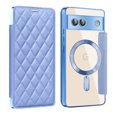 Shield Magsafe RFID Anti-theft Rhombus Leather Phone Case, For Google Pixel 7a