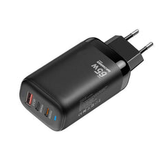 TE-65W GaN PD65W Dual USB-C+USB-A Laptop / Tablet Adapter,EU Plug, EU Plug