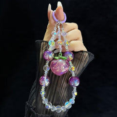 Large Peach Foil Bead Phone Chain