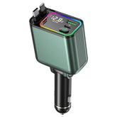 GC08B Type-C + 8 Pin Retractable Cables Car Fast Charger Ambient Light Voltage Display Adapter, GC08B