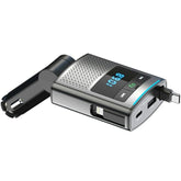 GZ16 With Retraction Type-C Cable Car Voltage Display Charger Bluetooth-Compatible MP3 Player, GZ16