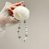 Clover Glass Pearl Big Hairball Mobile Phone Chain