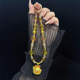 Lucky Cat Pendant Crystal Necklace